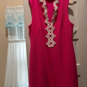 Elle Fuchsia Dress with White Embellishments